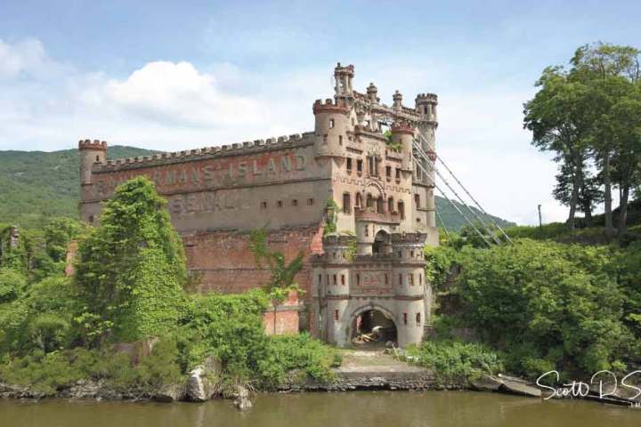 a castle on Pollepel Island over a body of water