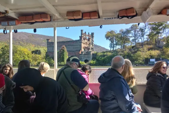 a group of people standing in front of a crowd