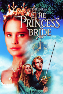Movie poster with two characters holding a sword; 'The Princess Bride' title at the top.