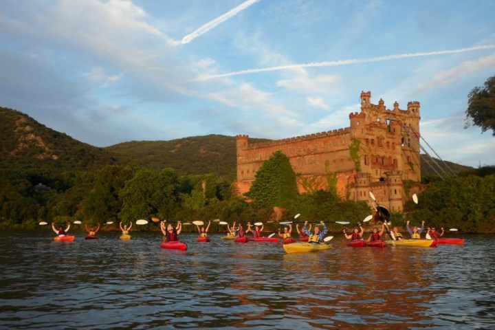 a group of people in a large body of water