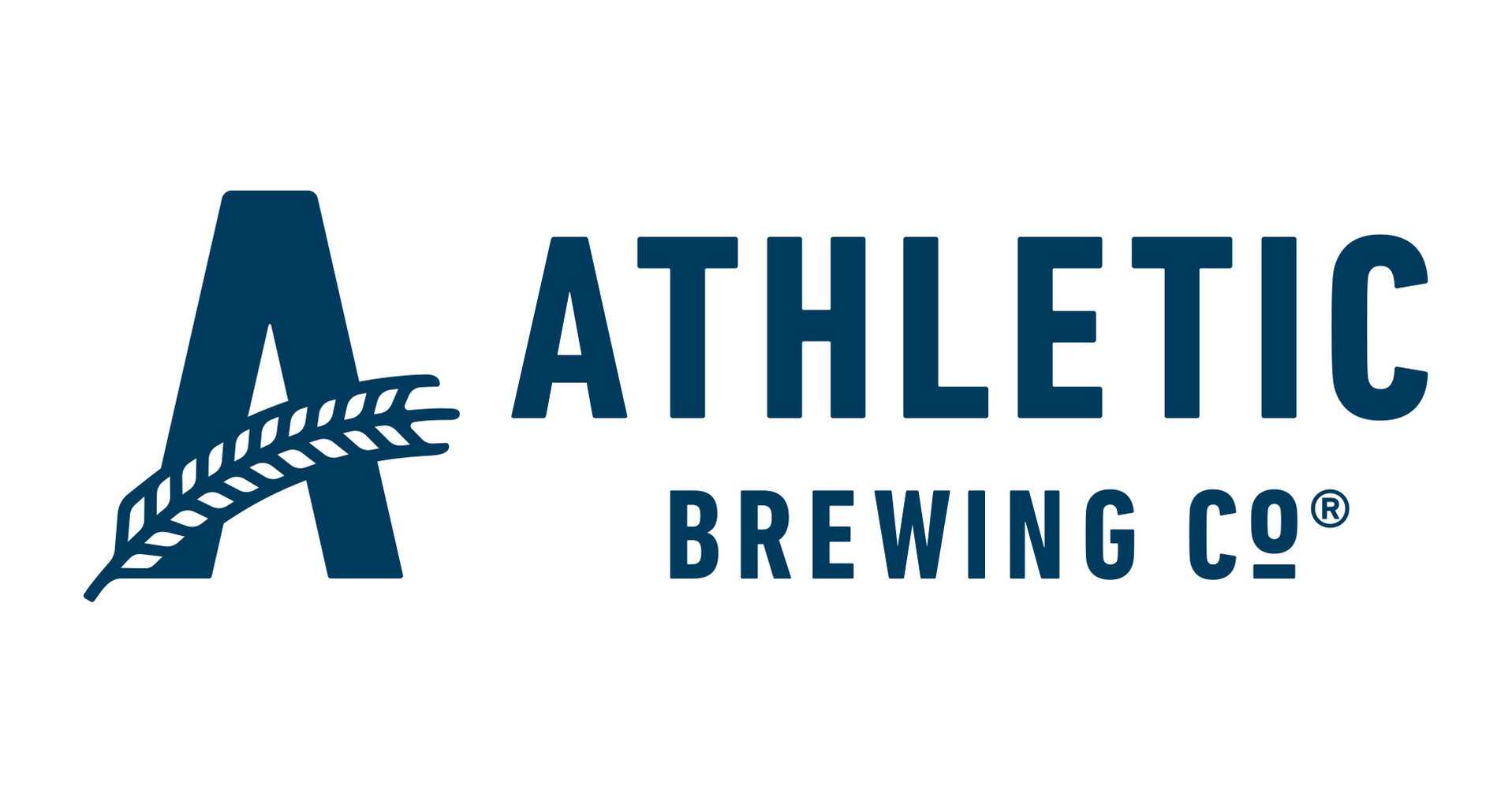 Athletic Brewing Co logo featuring a large 'A' with a barley ear.