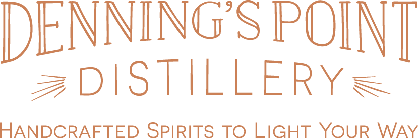 Denning's Point Distillery logo with tagline 'Handcrafted Spirits to Light Your Way.'