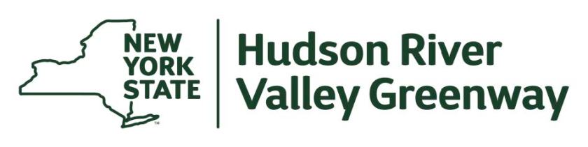 New York State outline with text: Hudson River Valley Greenway.