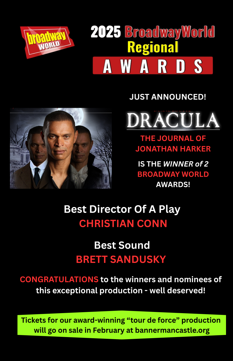2025 BroadwayWorld Regional Awards for Dracula, featuring winners Christian Conn and Brett Sandusky.