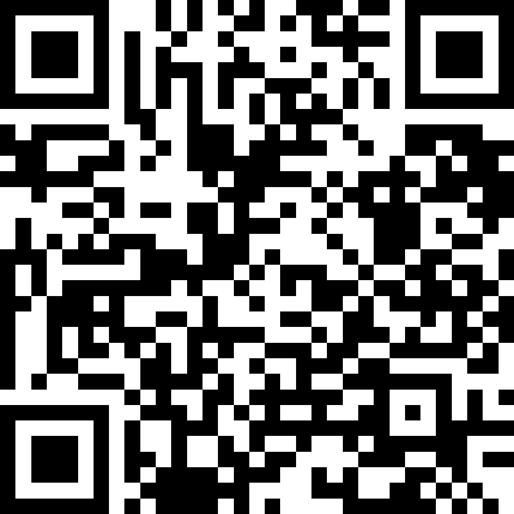 A black and white QR code on a white background.